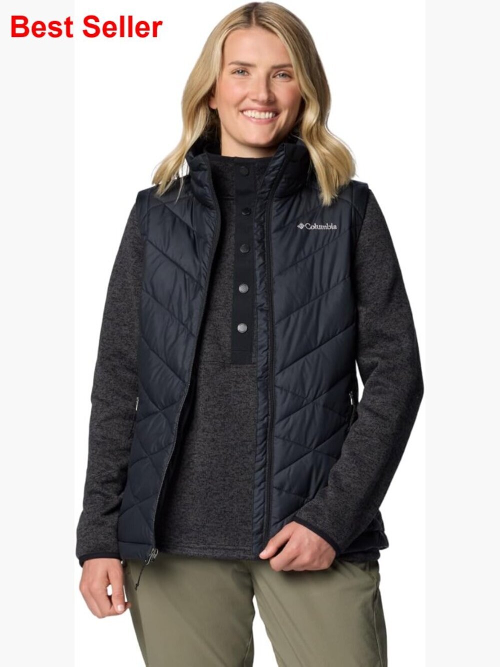 Polyester Quilted Vest with Omni-Heat Reflective Lining and Fleece Collar